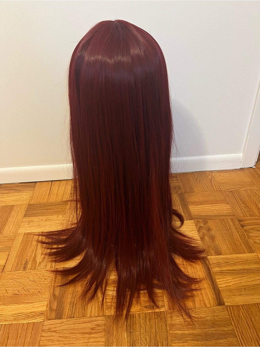 Long Adjustable Burgundy Wig with Bangs NWT - Picture 2 of 3
